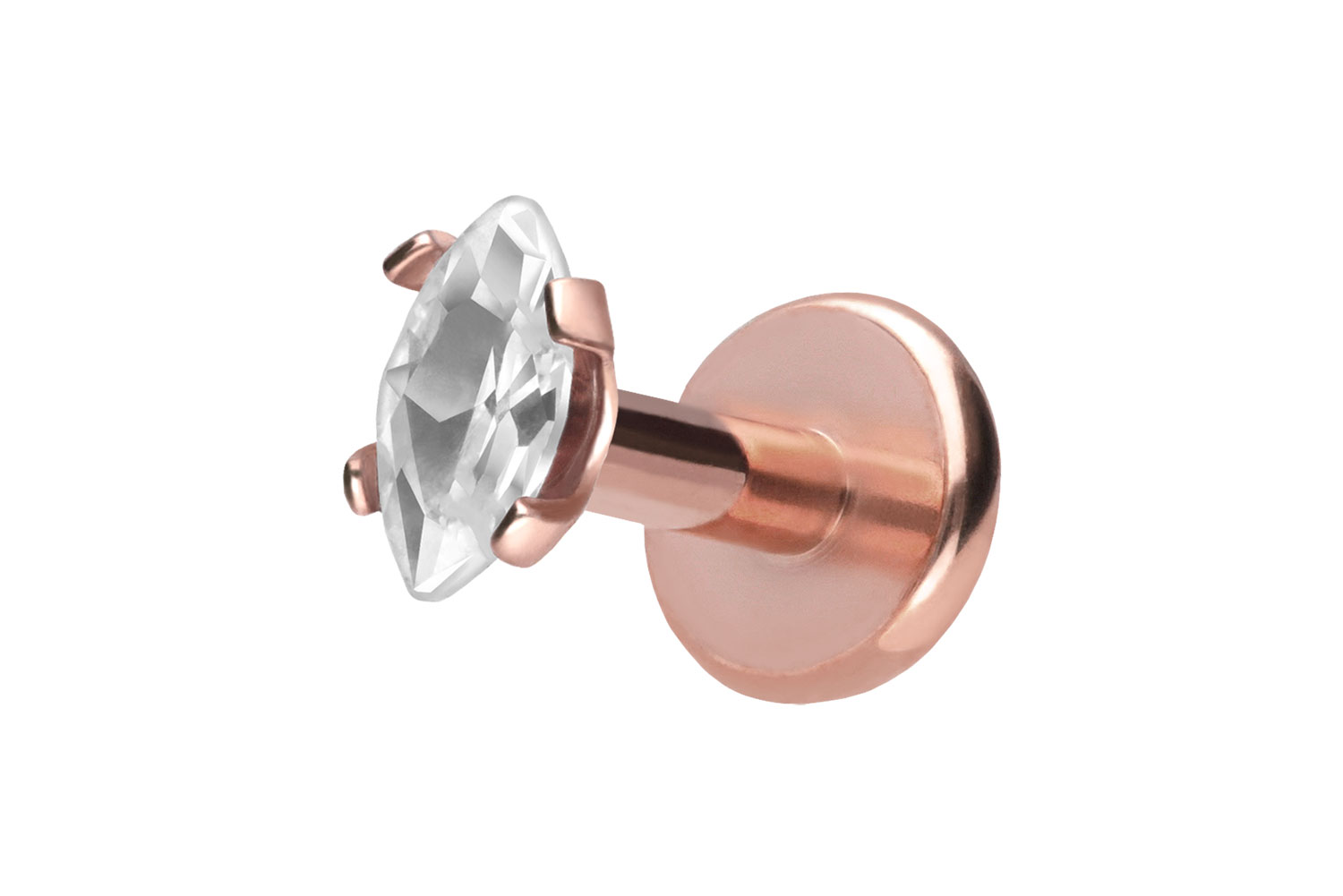 Titan Labret Piercing mit Push Fit EINGEFASSTER KRISTALLTROPFEN